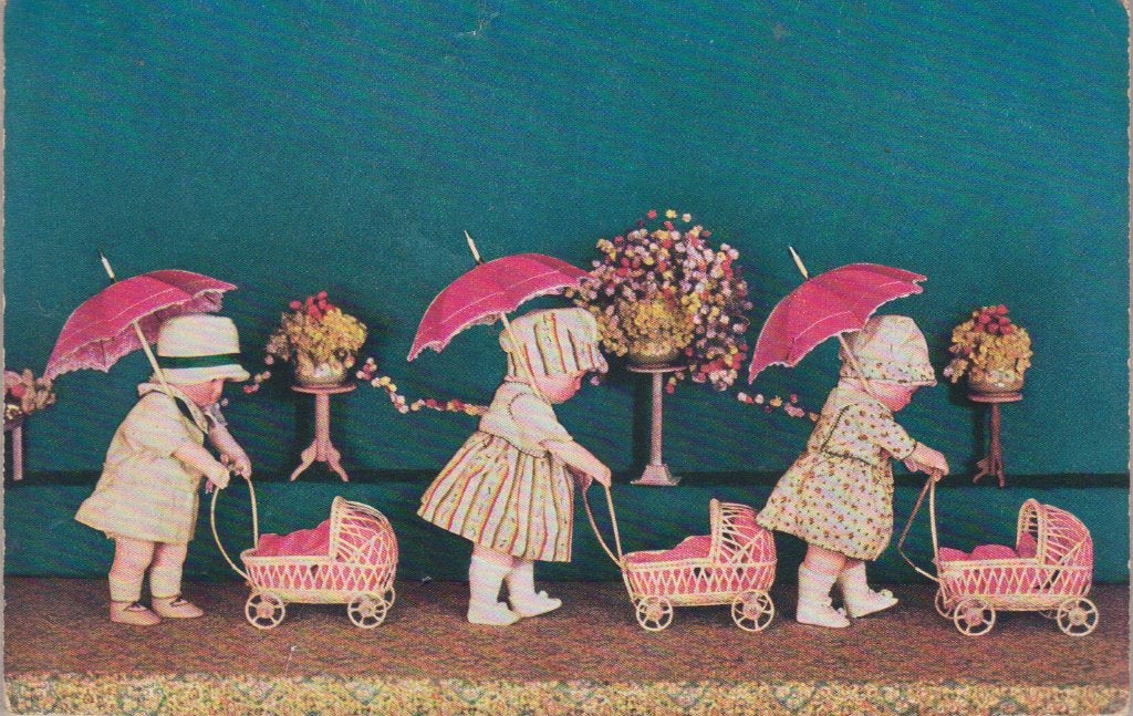 Käthe Kruse, Poppen, Poppenwagen, Leuke oude AK 1928, Verzenden, 1920 tot 1940, Gelopen, Kinderen