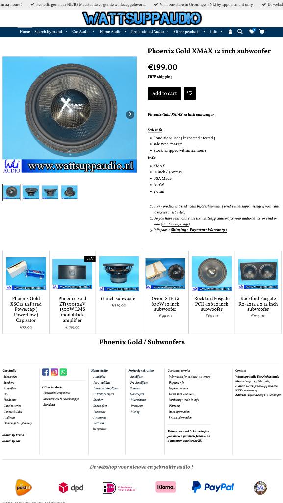 Phoenix Gold XMAX 12 inch subwoofer / USA Made, Gebruikt, Hifi-Focus, Aalsmeerderweg 173 1432 CL, Aalsmeer, Ophalen of Verzenden