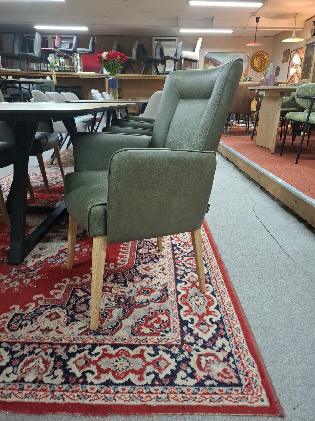 6 Nieuwe Armleuning stoelen, Groen, Houten poot, Olivera H&H, Ophalen, Overige kleuren, Hout, Nieuw