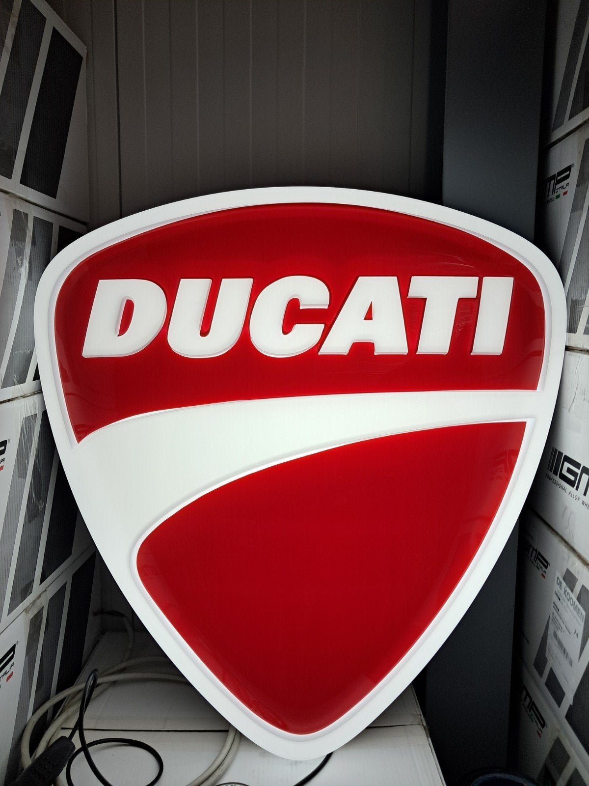 Oude Ducati Logo reclame lichtbak 78cm! Uniek., Ophalen, Eu, Gebruikt, Eu