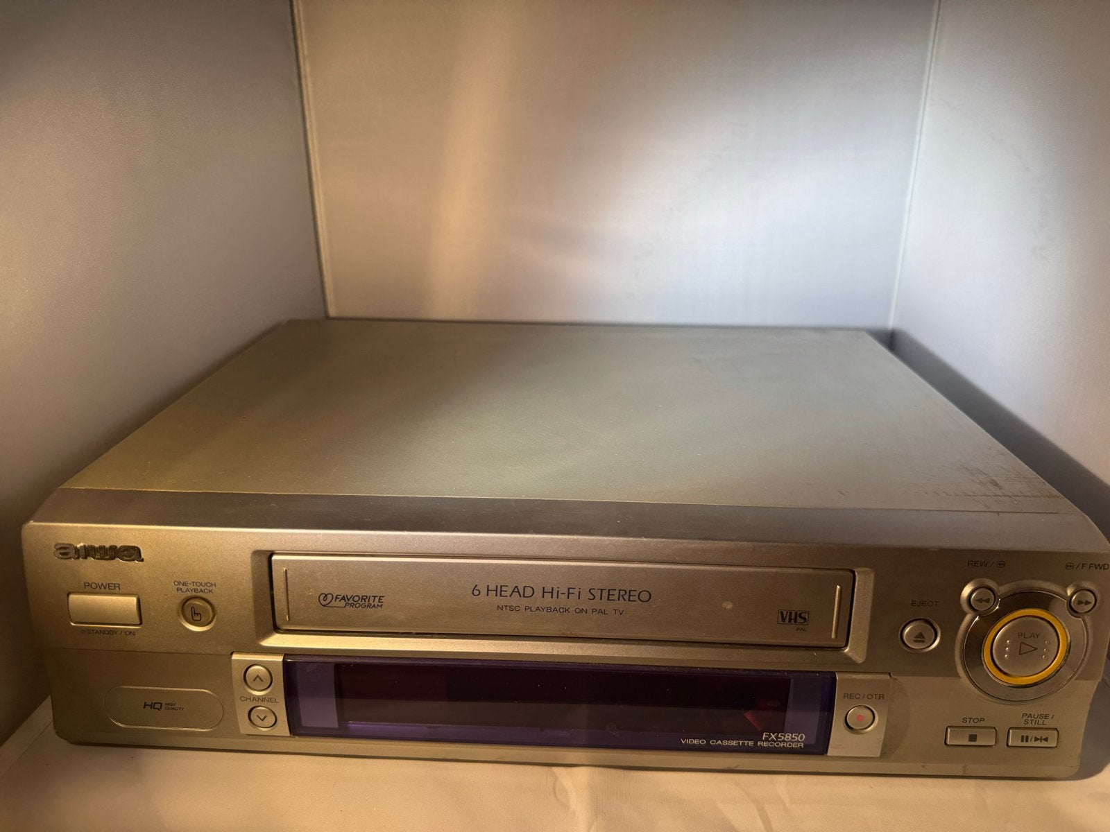 Aiwa HV-FX5850Z VHS-speler/recorder 6-Kops Hi-Fi Stereo, Ophalen of Verzenden, Gebruikt, VHS-speler of -recorder