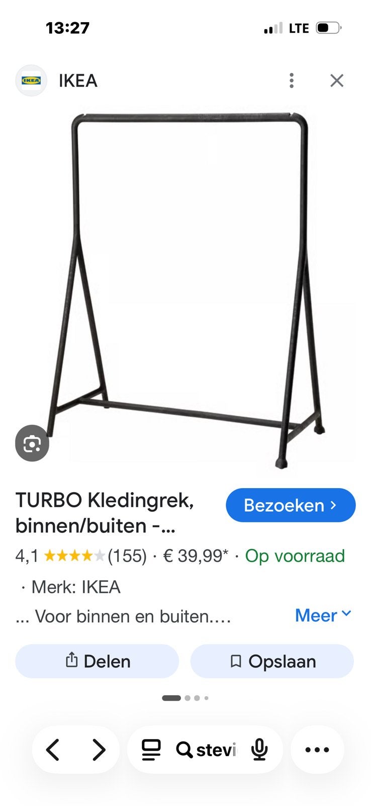 stevige kledinrek op wielletjes, Ophalen, Zo goed als nieuw