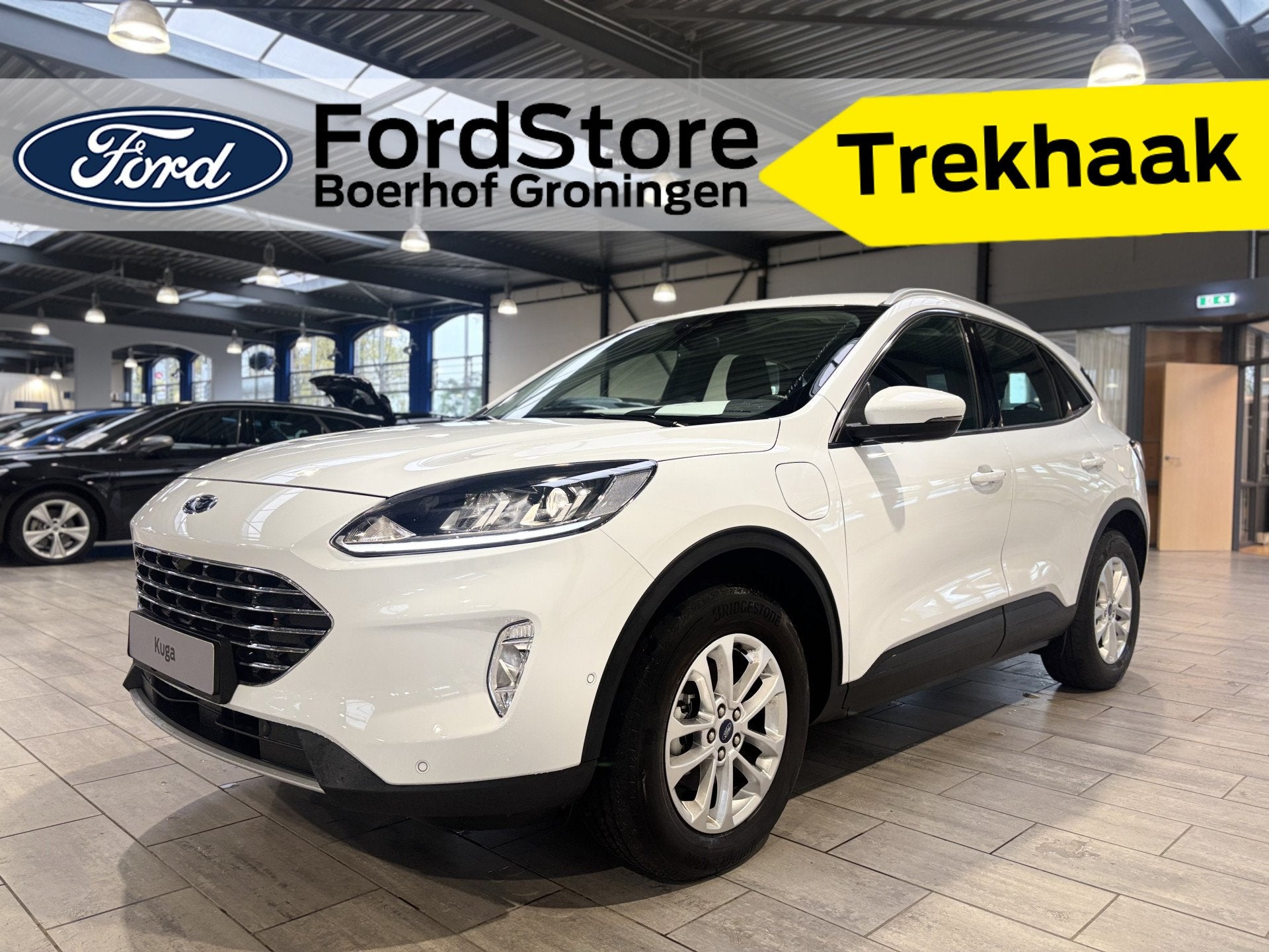 Ford Kuga 2.5 PHEV 225 pk Titanium | Trekhaak | Stoelverw. |, Gebruikt, 4 cilinders, Wit, Plug-in hybride