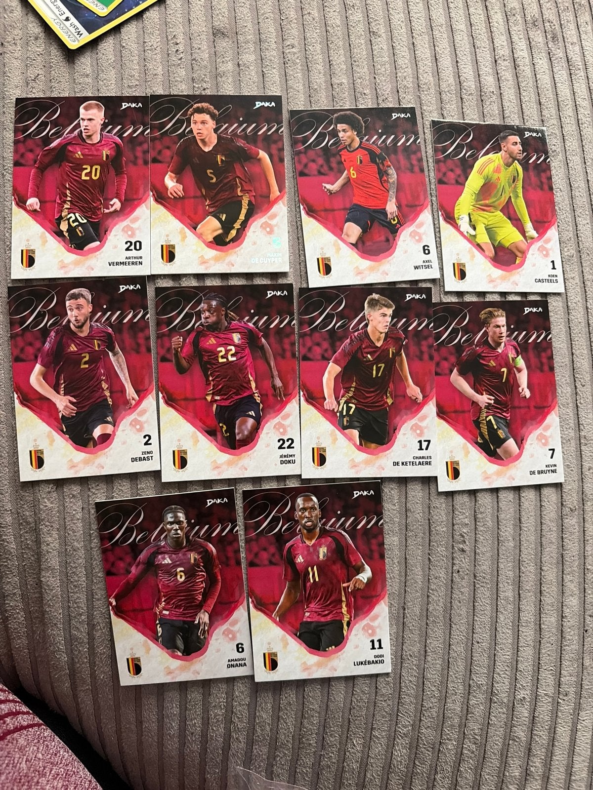 Daka Belgium voetbalspelerskaarten + shirt relic kaart, Ophalen of Verzenden, Zo goed als nieuw, Buitenlandse clubs, Spelerskaart