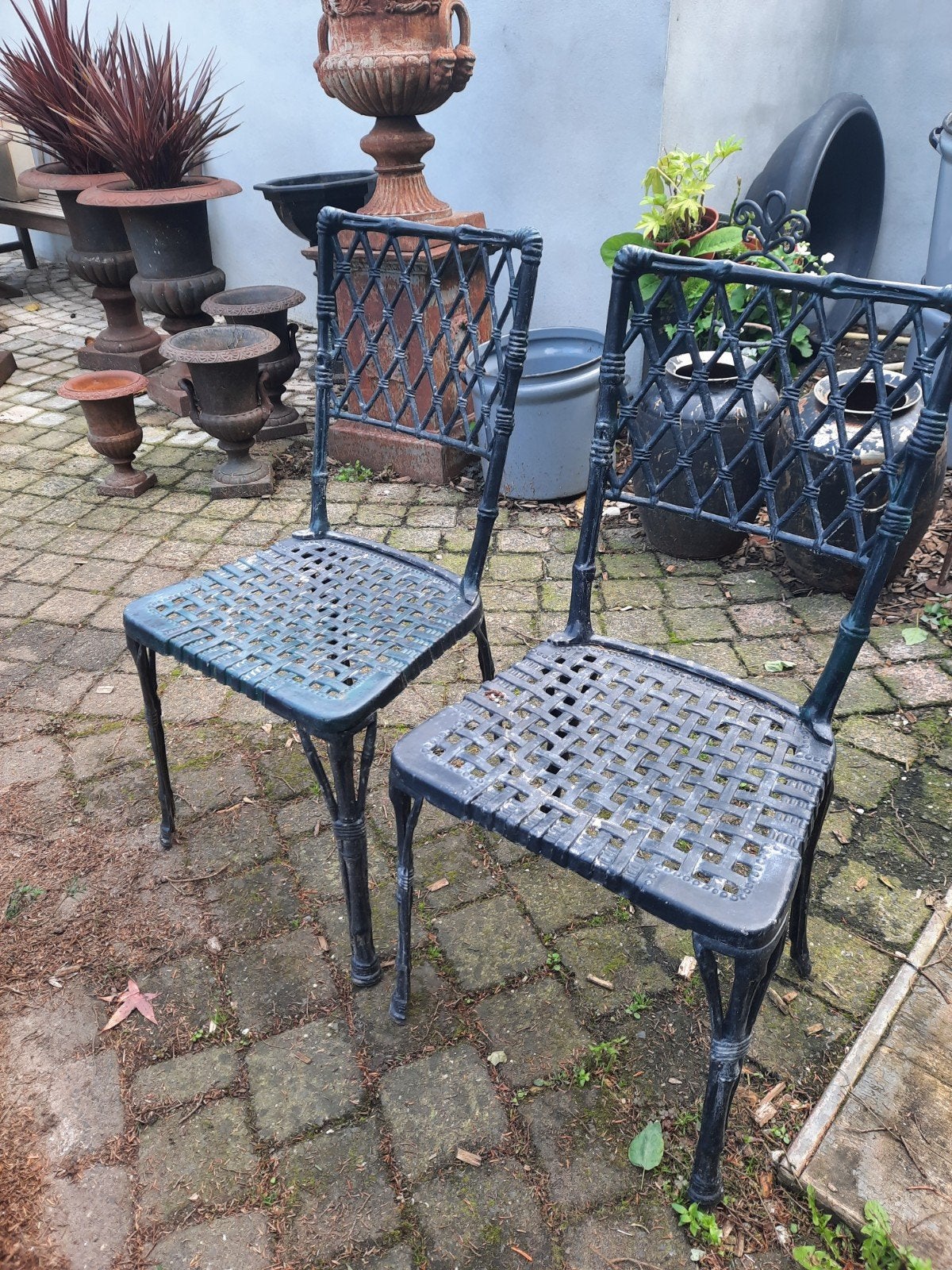 2 Zware ijzeren tuinstoelen, Tuin en Terras, Ophalen, Gebruikt, Metaal
