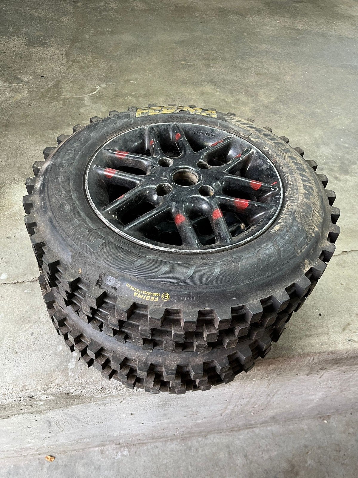 Set noppenbanden Fedima met Velg 14 inch Autocross, Auto diversen, Autosport-onderdelen, Ophalen