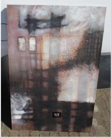 Mooi Abstract Geschilderd Werk 'Allerlei Vakjes' - 120x80, Ophalen of Verzenden