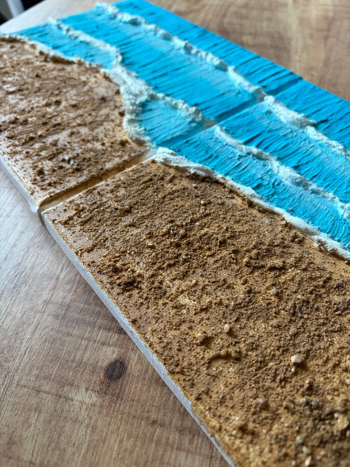 Zelfgemaakt tweeluik schilderij - Strand en zee, Landschap, Acrylverf, Ophalen of Verzenden, 3D-effect