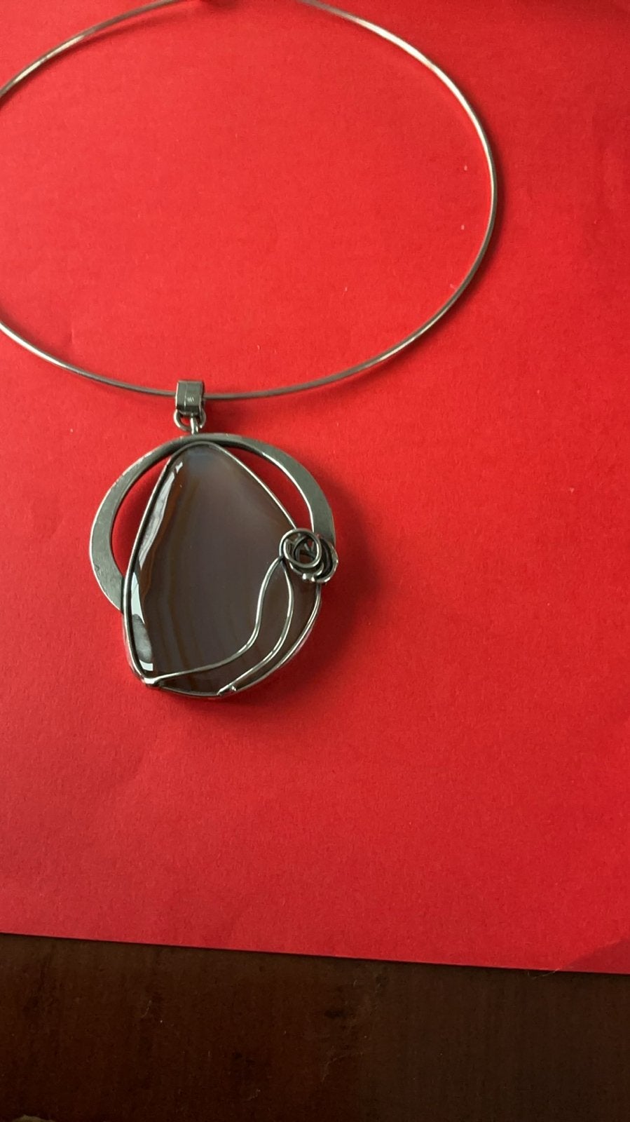 Zilveren spang met agaat hanger, Ophalen of Verzenden, Nieuw, Zilver, Met edelsteen