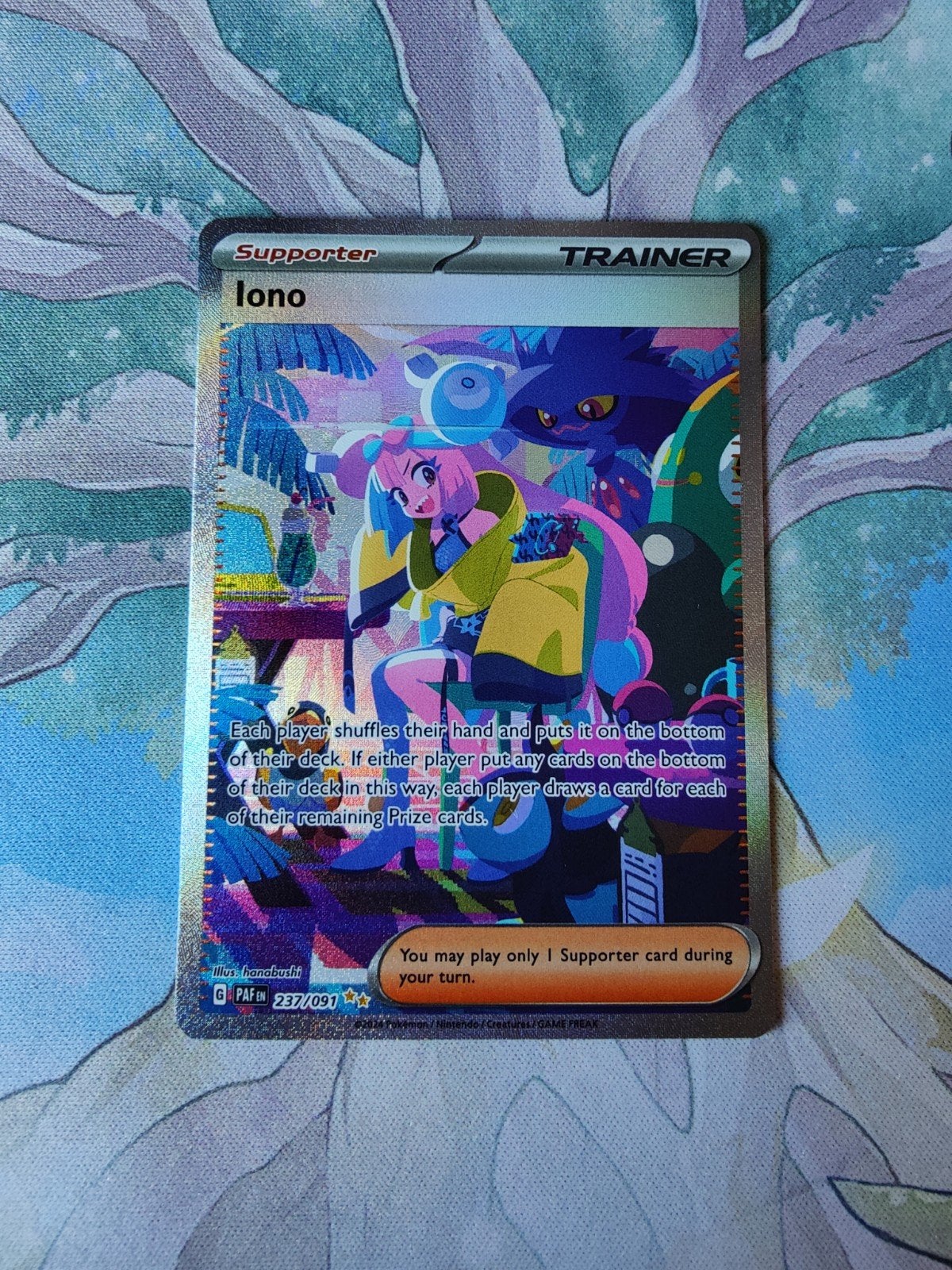 Pokemon paldean fates iono illustration trainer 237/091, Ophalen of Verzenden, Nieuw, Losse kaart, Foil