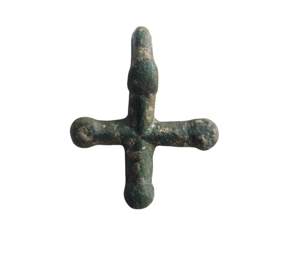 Bodemvondst Middeleeuws brons harness kruis hanger, Antiek en Kunst, Antiek | Koper en Brons, Verzenden, Brons