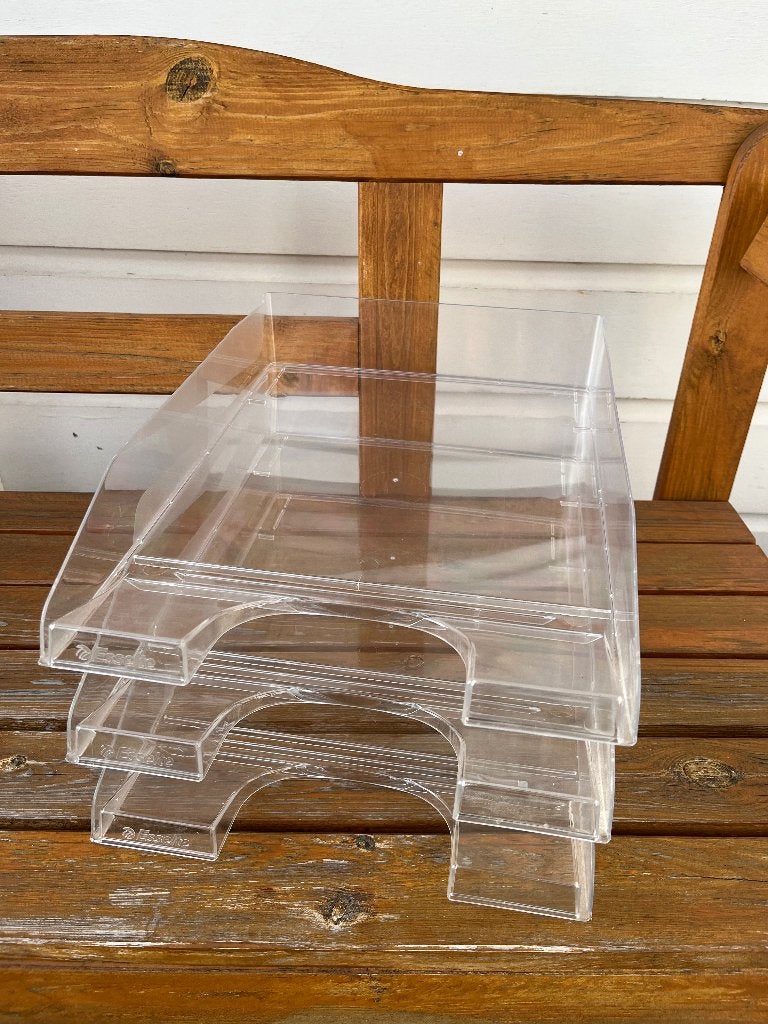 3x Esselte brievenbak transparant - stabelbare postbak, Diversen, Bureau-accessoires, Nieuw, Ophalen of Verzenden