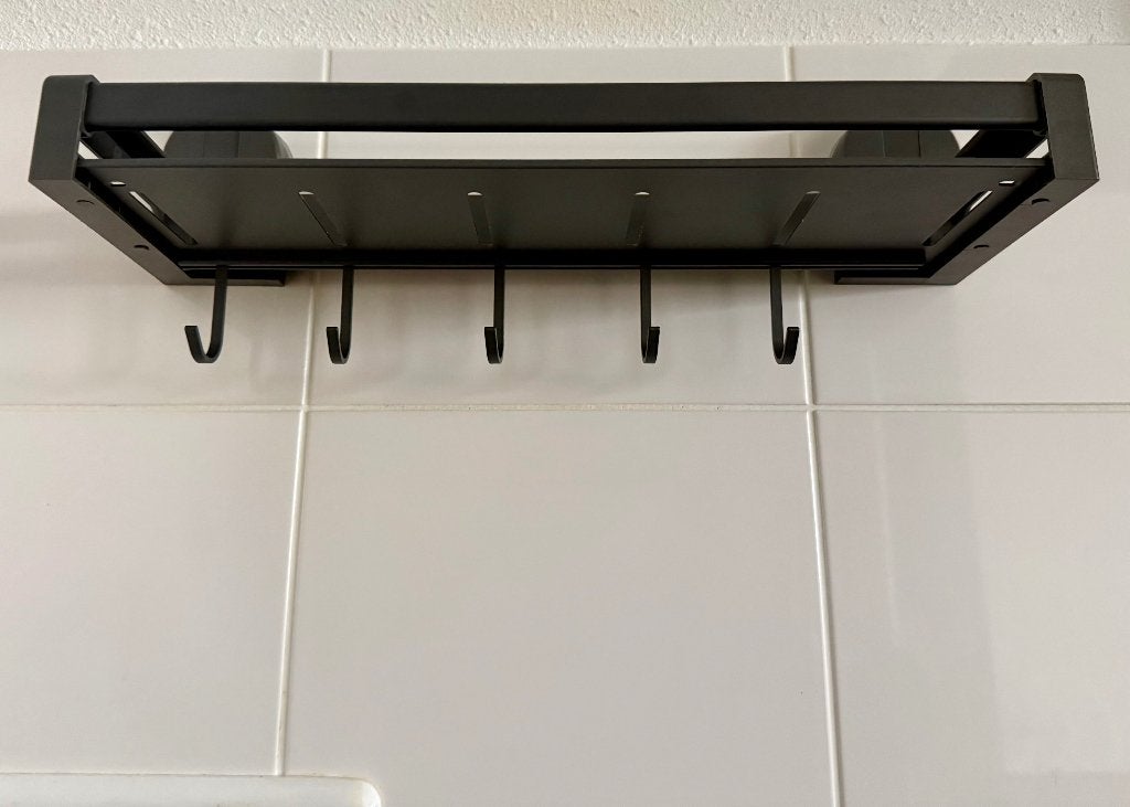 Keuken rekje ophanging met plak-zuignappen. Afm 40x14x5 cm., Ophalen, Zo goed als nieuw, Zwart, Overige typen