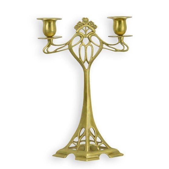 Art Deco bronzen kandelaar 27,3x18,5x10, Antiek en Kunst, Verzenden, Koper of Brons
