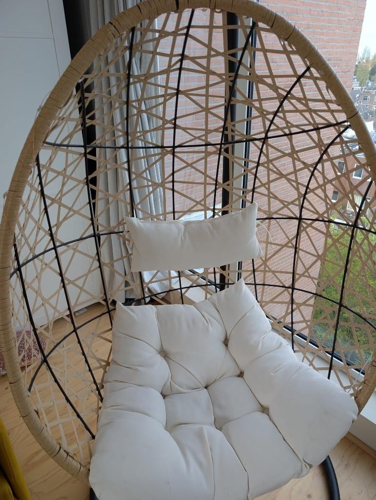 Hangstoel Xenos ei-vormig, Huis en Inrichting, Stoelen, Ophalen, Wit, Zo goed als nieuw, Eén