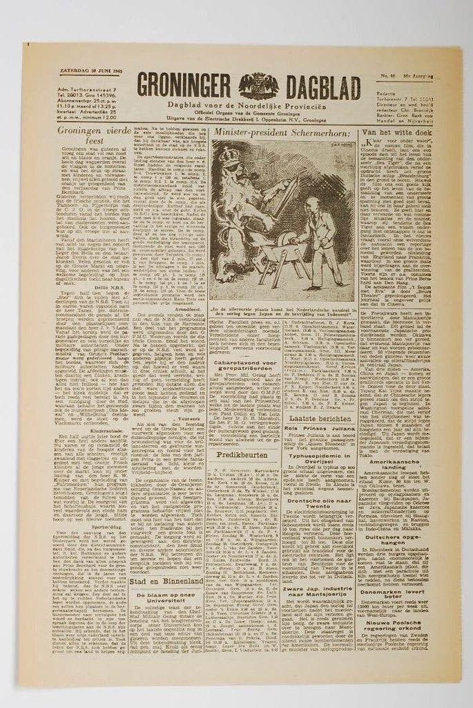 30 juni 1945 - Groninger Dagblad | Heruitgave 1994, Verzamelen, Zo goed als nieuw, Verzenden, Amsterdam, Florence Uitgeverij
