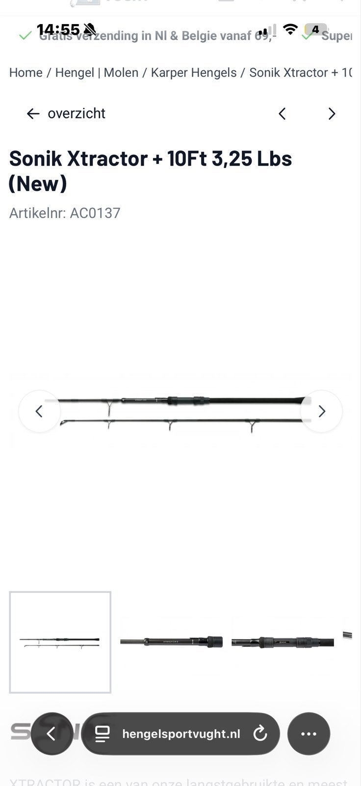 3x Sonik Xtractor + 10Ft 3,25 Lbs Karperhengel (Nieuw), Watersport en Boten, Ophalen of Verzenden, Nieuw, Werphengel