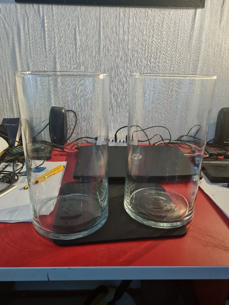 2 glaze vazen, Ophalen, Transparant, 30 cm, Glas