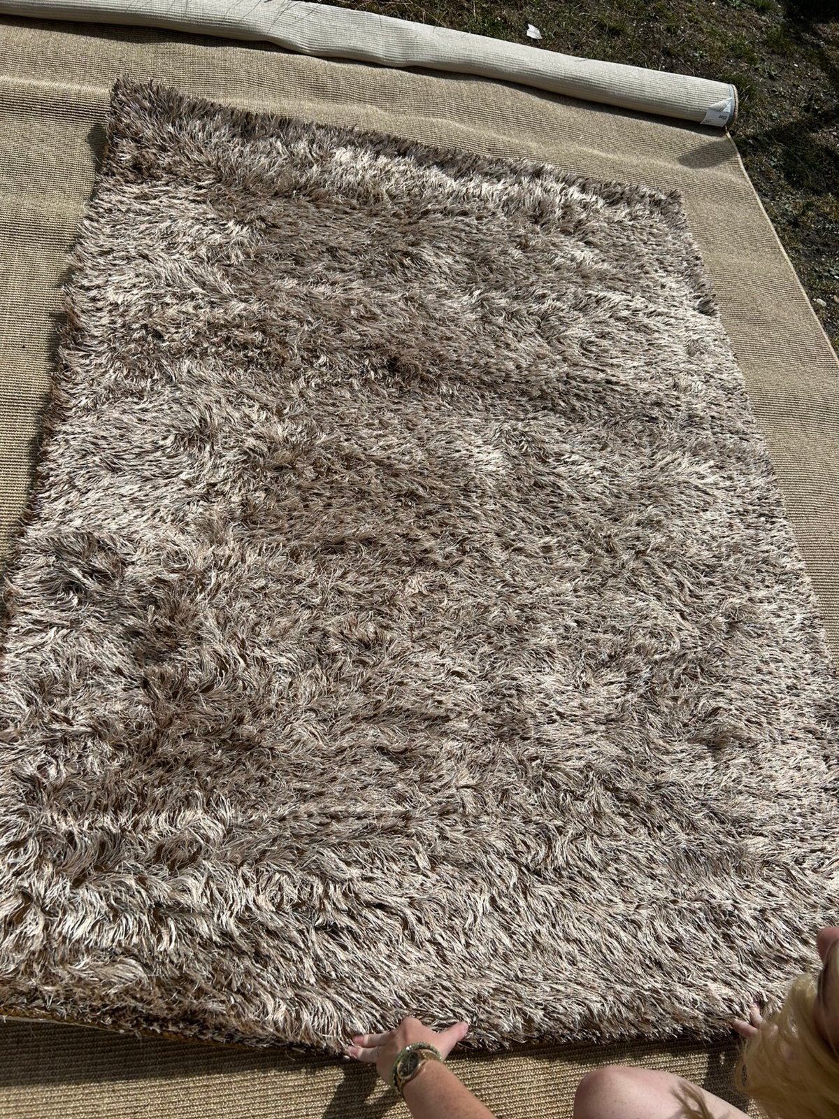 Hoogpolig vloerkleed 140 x 200 cm – Camel – Zacht, Ophalen, 100 tot 150 cm, Rechthoekig, Nieuw