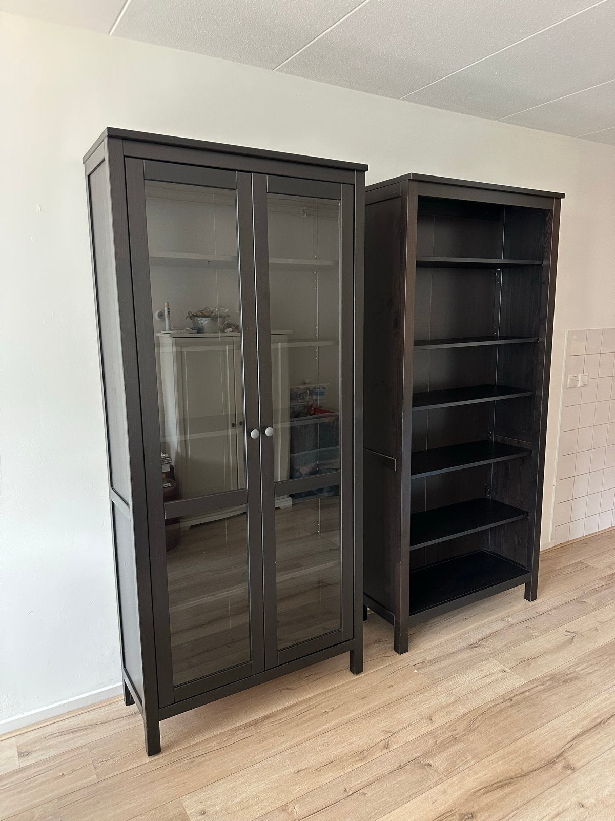 IKEA Hemnes kast met glazen deuren, donkerbruin, Ophalen, Gebruikt, 50 tot 100 cm, 150 tot 200 cm