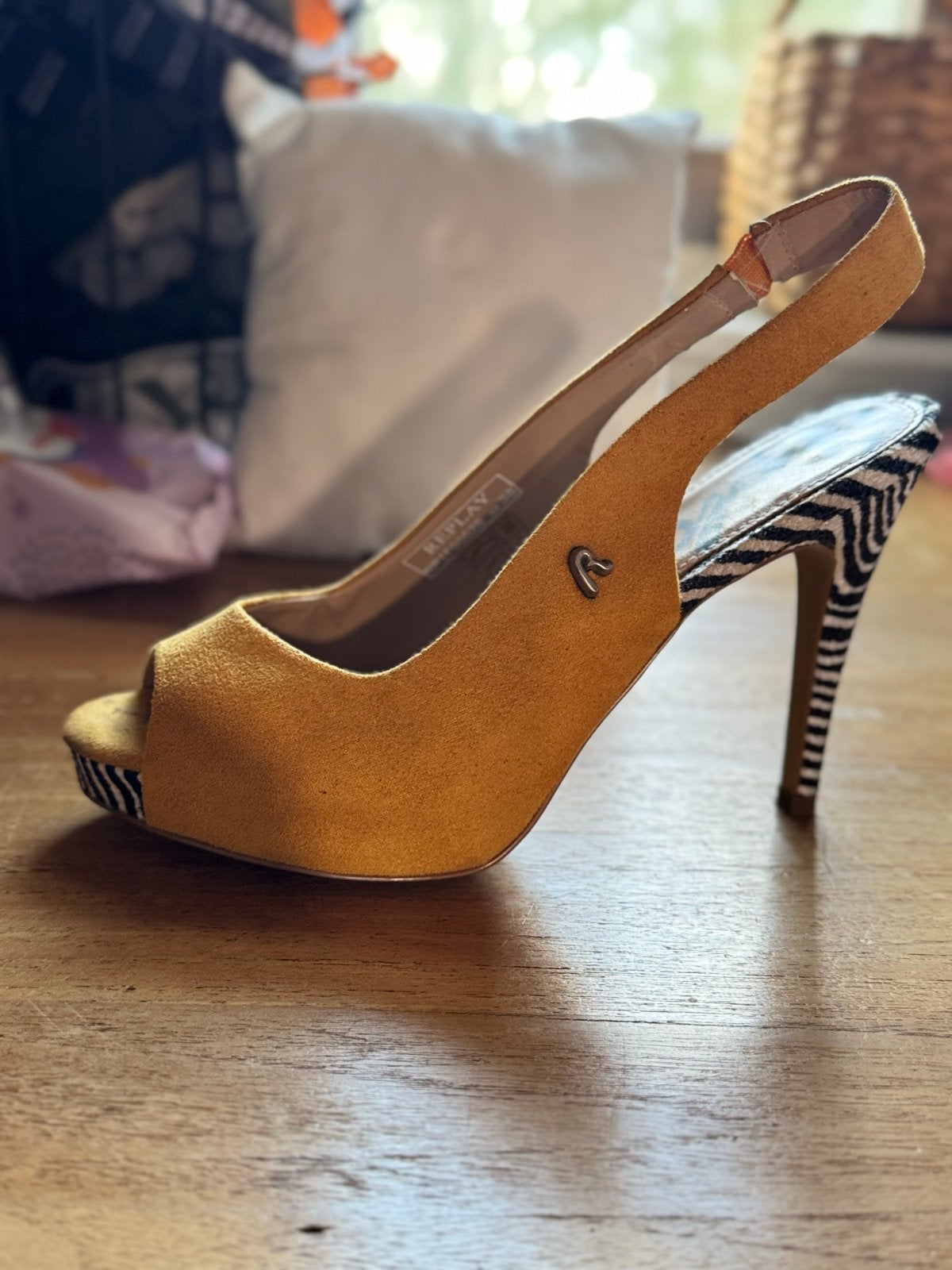 Replay Peep-toe Hakken met Zebraprint 38, Ophalen of Verzenden, Gedragen, Geel, Pumps