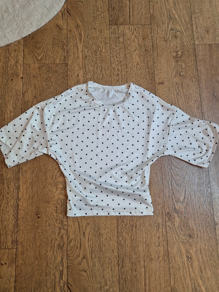Polka dot shirtje XS, Wit, Nieuw, Ophalen of Verzenden, Korte mouw