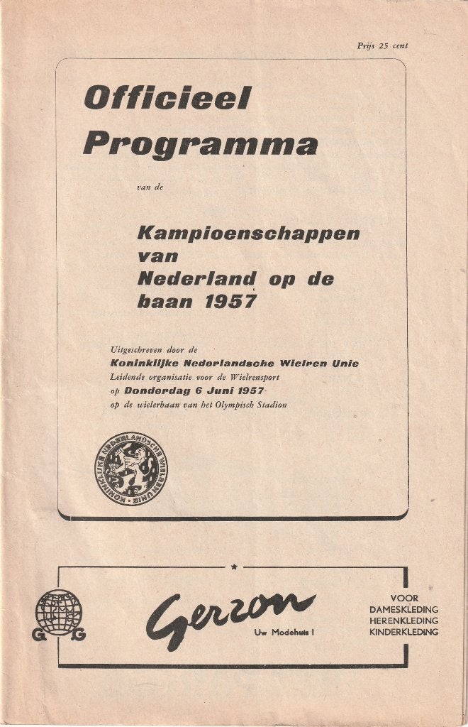 Programma 1957 Kampioenschappen op de baan, Verzenden, Gebruikt, Overige typen