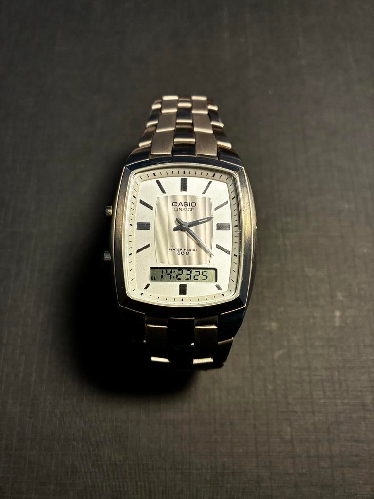 Casio Lineage LIN-170 Titanium Ana-Digi Polshorloge, Gebruikt, Polshorloge, Ophalen of Verzenden, Overige materialen