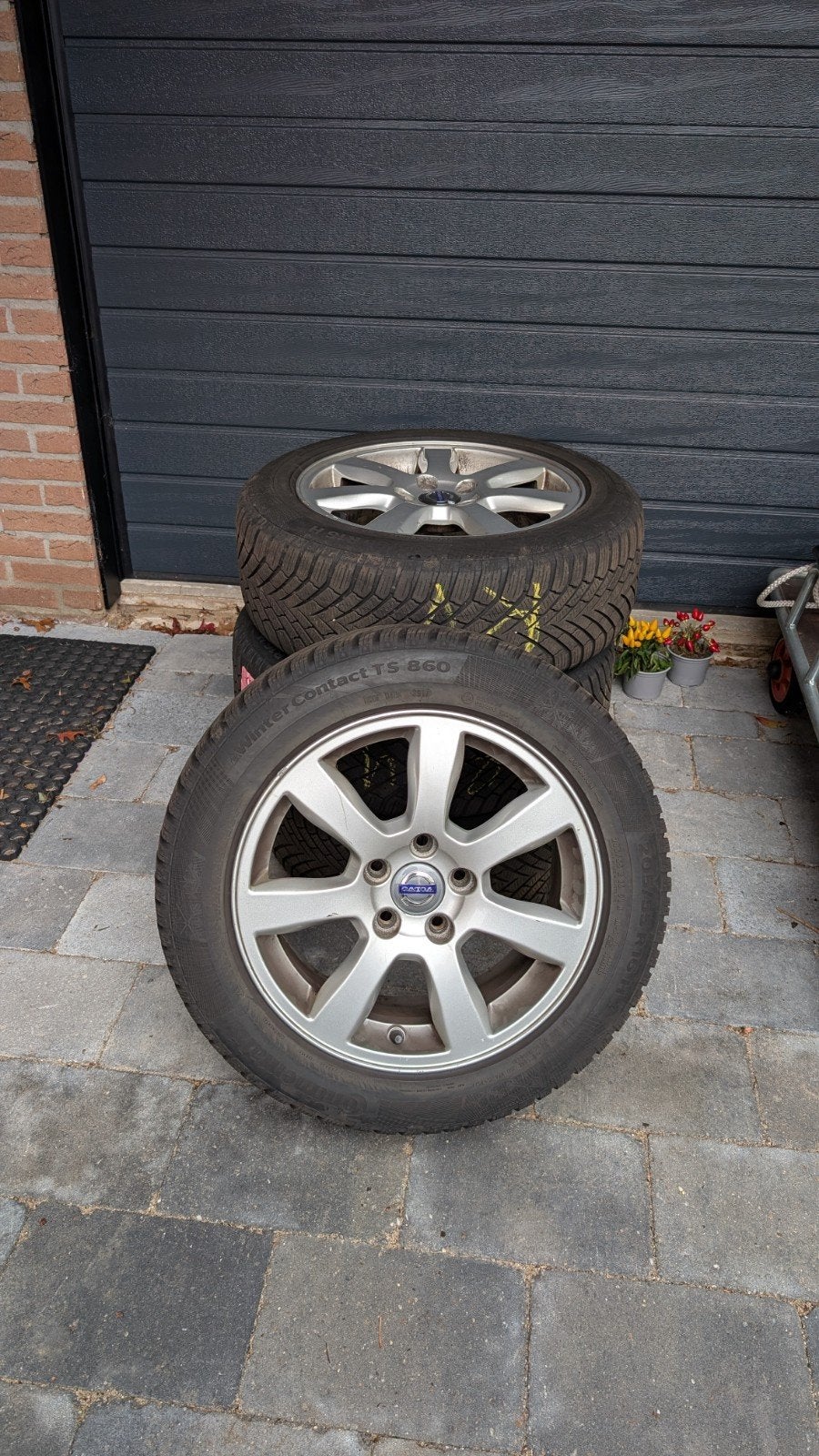 Winterbanden met velgen 205/55 R16, Ophalen, Gebruikt, 16 inch, Banden en Velgen