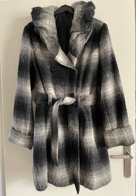 mooie dames jas (deels wol) met krachtige kraag - maat XL, Kleding | Dames, Jassen | Winter, Zwart, Maat 46/48 (XL) of groter