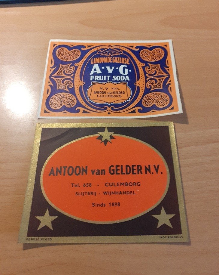 Culemborg Antoon van Gelder oude etiketten, Ophalen of Verzenden, Zo goed als nieuw, Overige typen