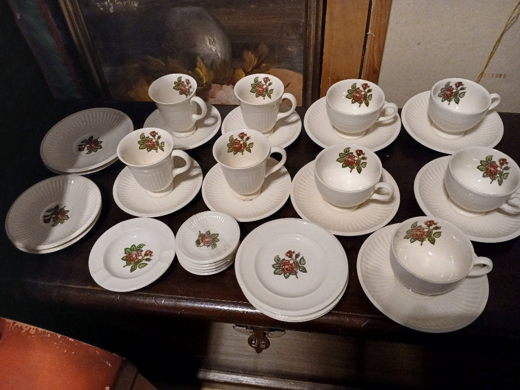 Prachtig Wedgwood Moss Rose  theeservies, compleet, Ophalen of Verzenden