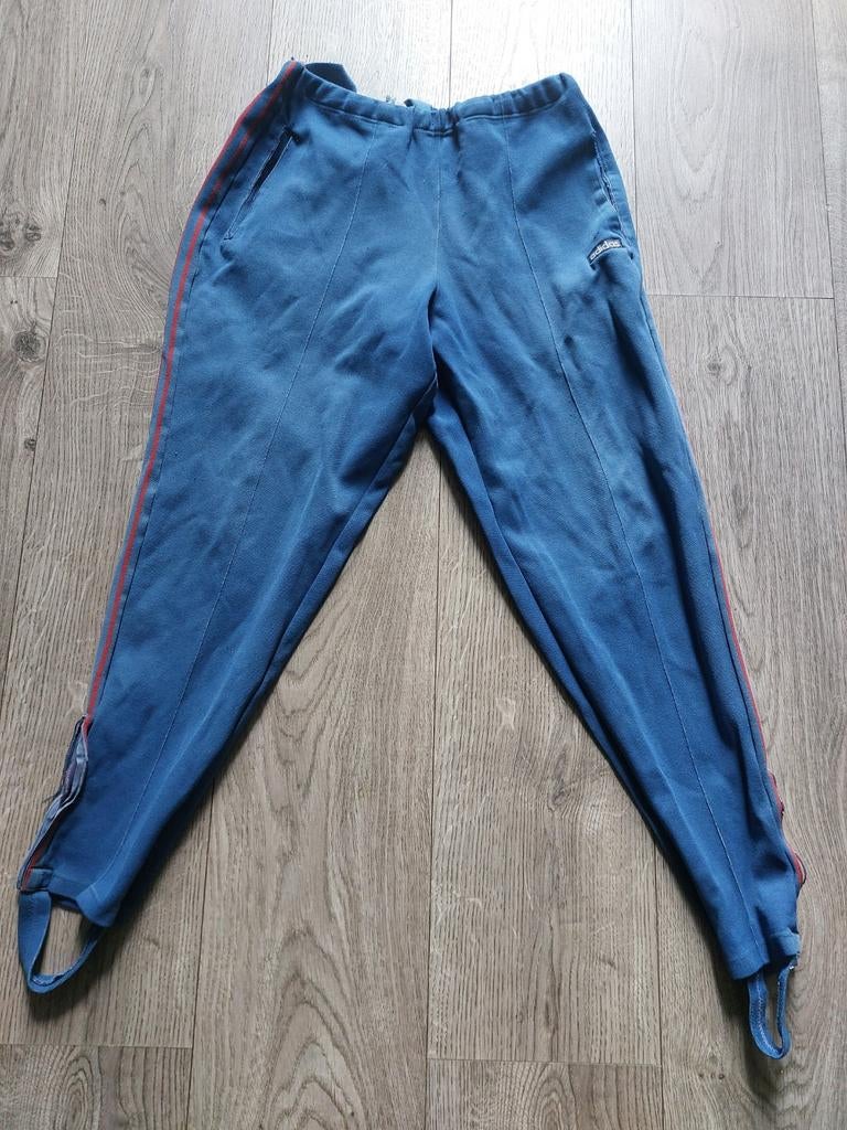 Vintage Adidas Jaren '70 Trackpants - Distressed Look, Blauw, Ophalen of Verzenden, Adidas, Gedragen