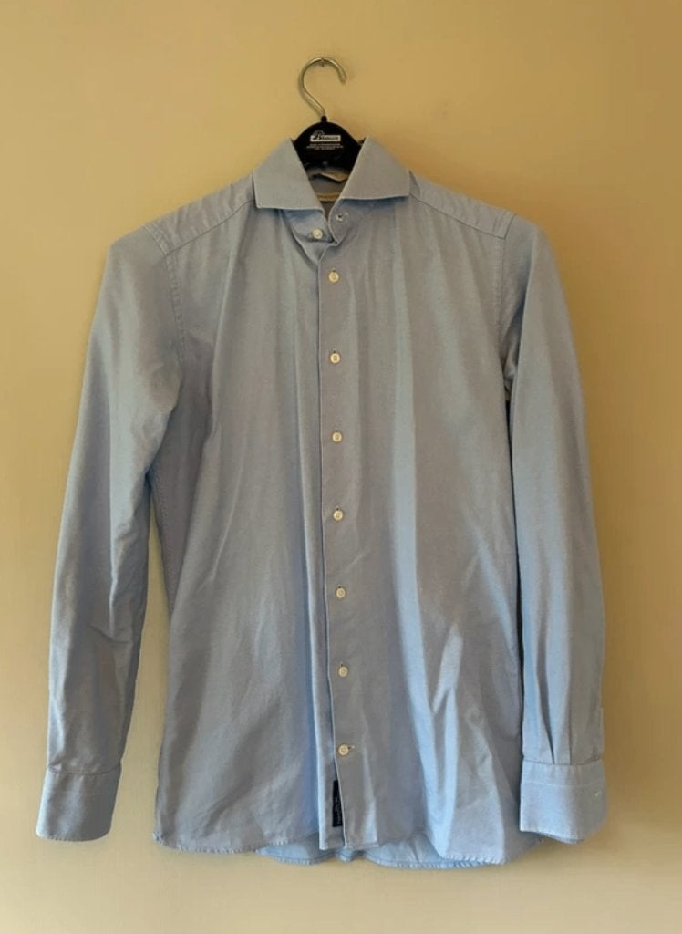 Licht blauw heren overhemd maat 38/15 egyptian cotton, Blauw, Halswijdte 38 (S) of kleiner, Ophalen of Verzenden, Zo goed als nieuw