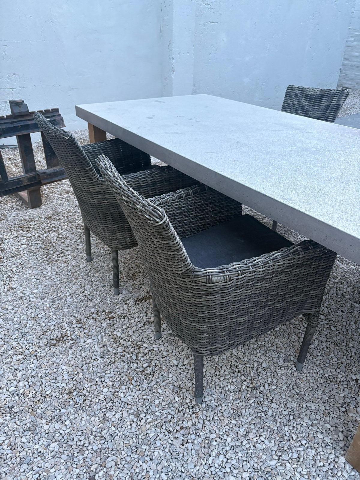 Tuinset met 5 stoelen en betonnen tafelblad, Ophalen, Gebruikt, Eettafel, 6 zitplaatsen