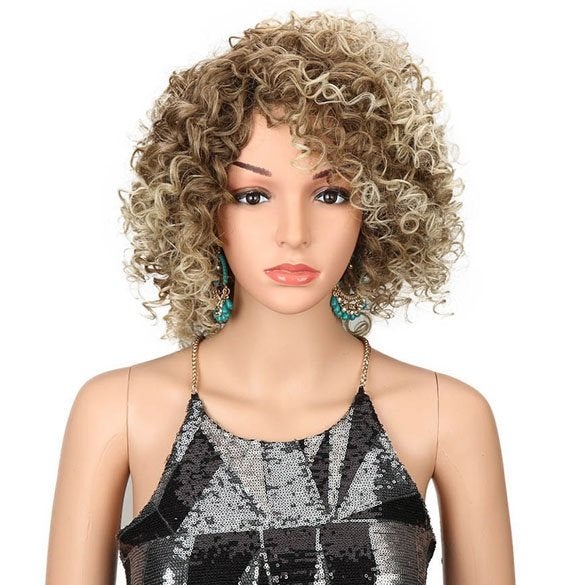 Nonchalante pruik krullend haar kort model in blondmix, Verzenden, Nieuw, Pruik of Haarverlenging
