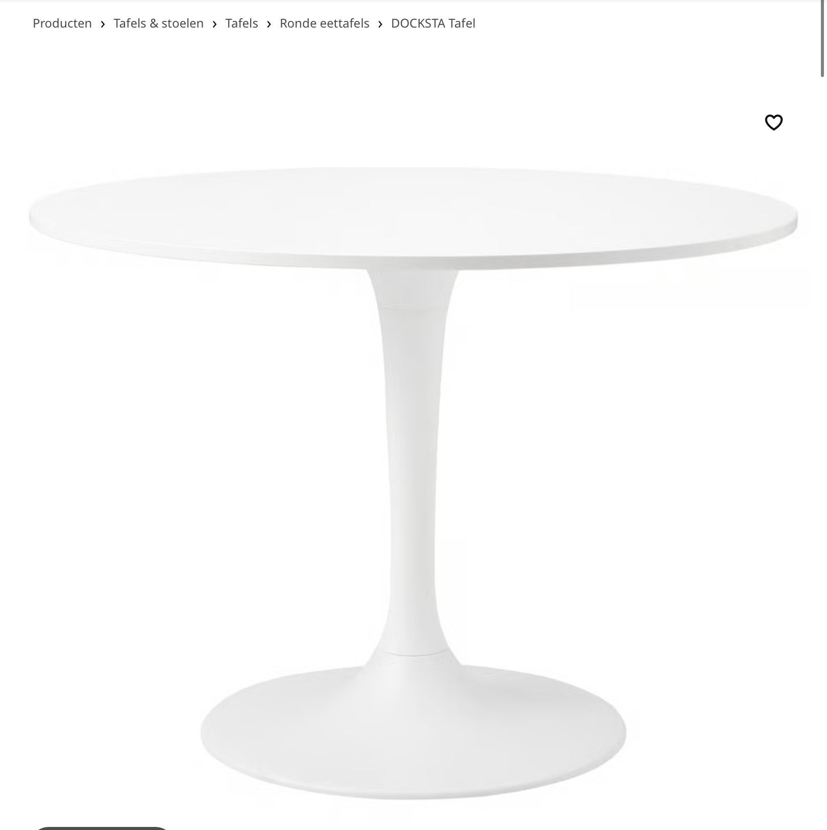IKEA DOCKSTA Ronde Eettafel - Wit,, Huis en Inrichting, Tafels | Eettafels, Ophalen, Kunststof, Gebruikt, 100 tot 150 cm