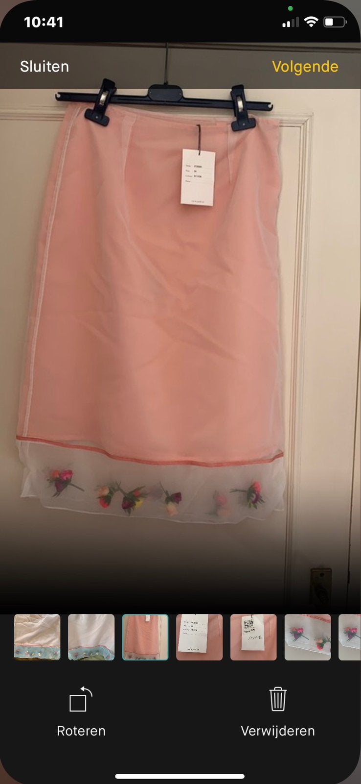 Roze organza rok met bloemen, Maat 38/40 (M), Nieuw, Ophalen of Verzenden, Just B