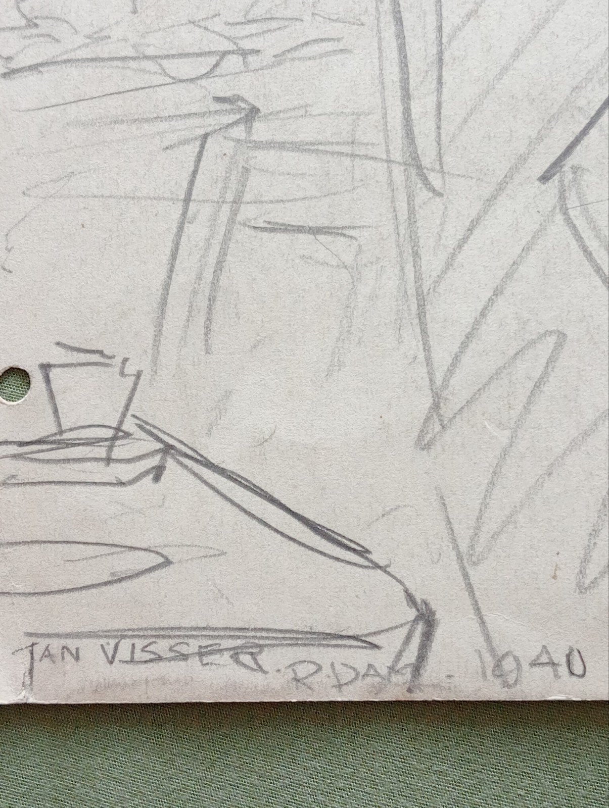 Jan Visser tekening Rotterdam 1940, Antiek en Kunst, Kunst | Tekeningen en Foto's, Ophalen of Verzenden
