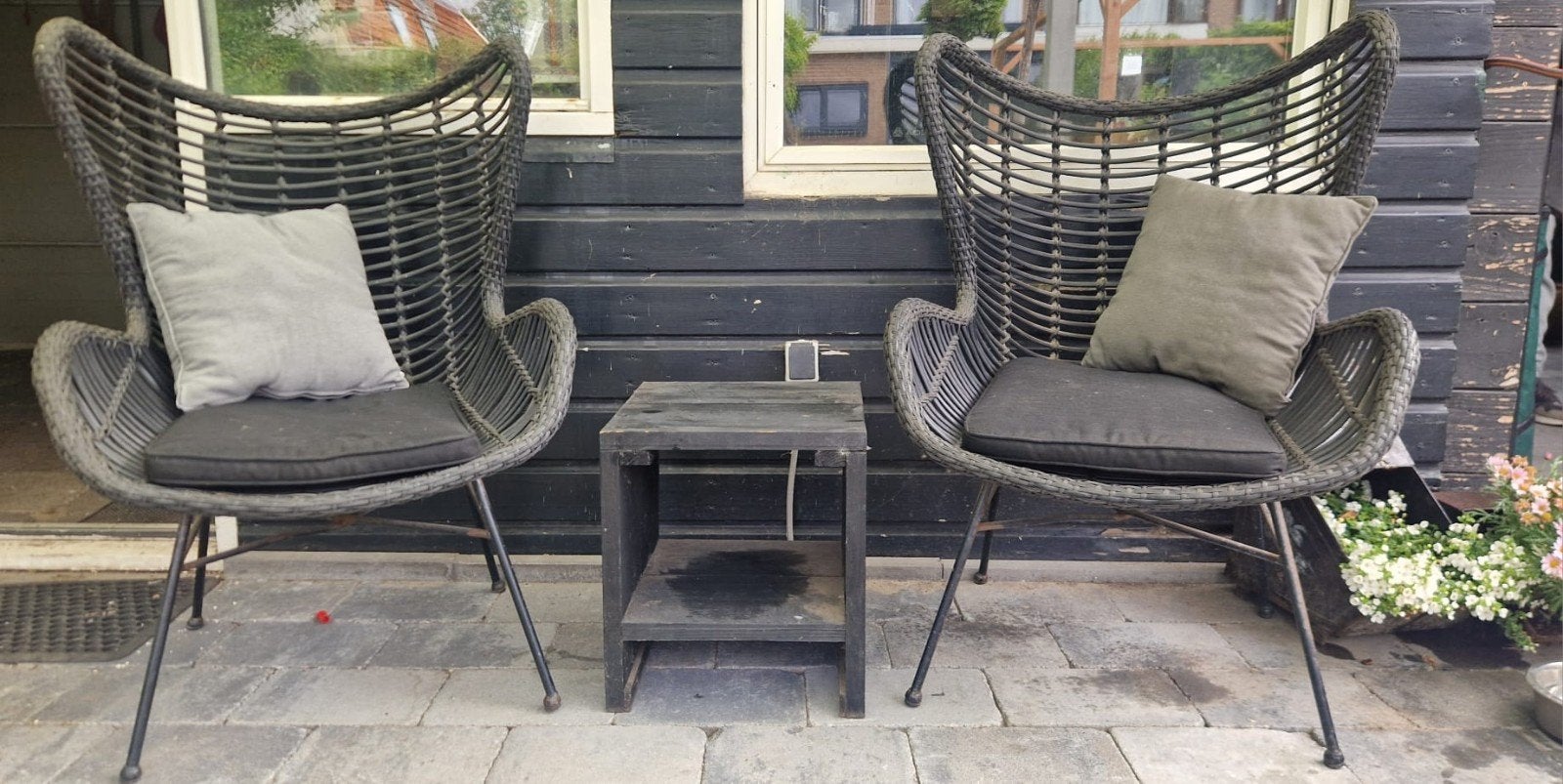Comfortabele lounge stoel met kussen, Ophalen of Verzenden, Gebruikt, Wicker