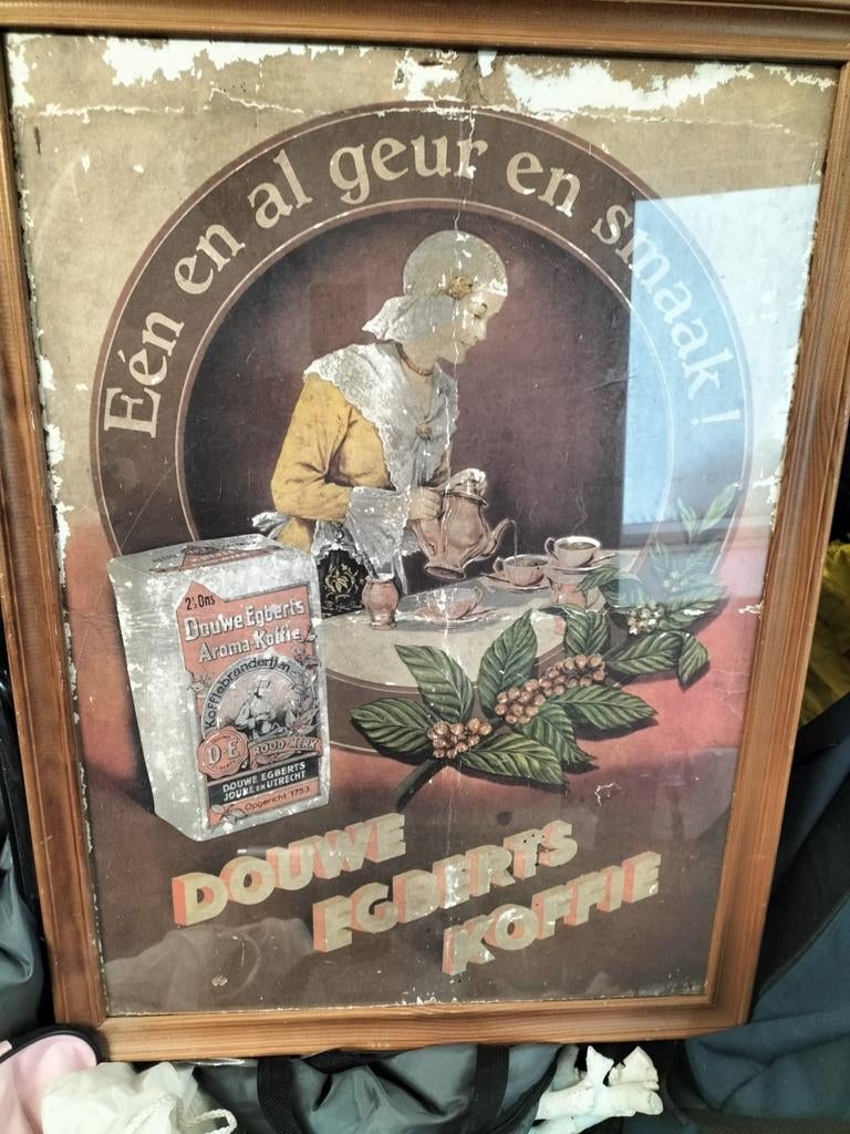 Vintage Douwe Egberts Koffie  - 'Eén en al geur e, Ophalen, Gebruikt, Reclamebord