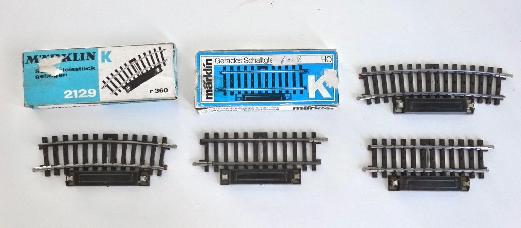 Marklin K-rails schakelrails 5129 5139 5199 - 6 stuks, Wisselstroom, Gebruikt, Rails, Ophalen of Verzenden