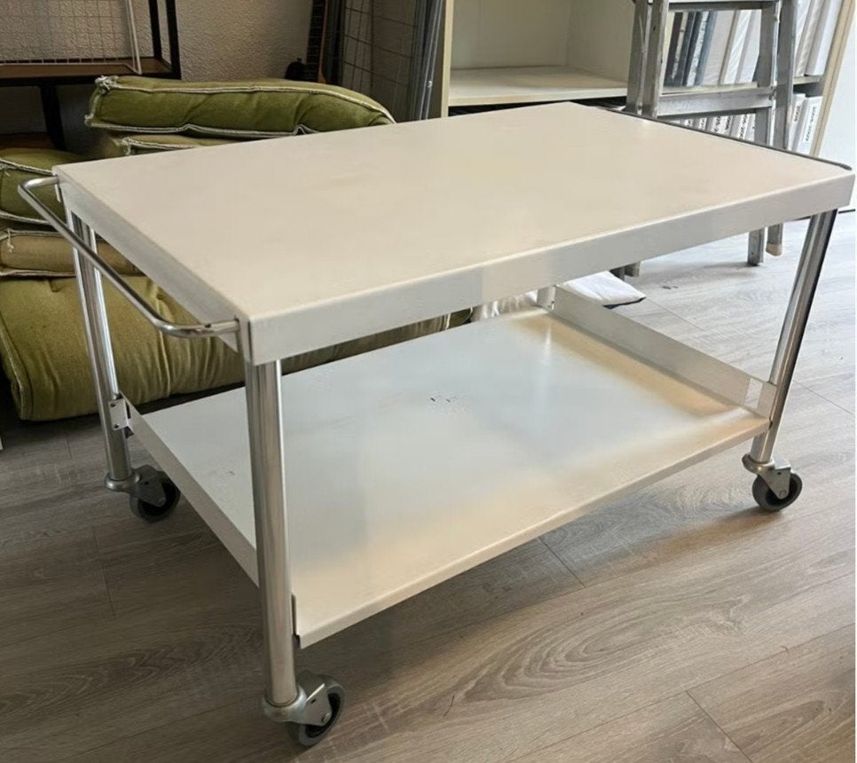 Vintage trolley - Wit metalen serveerwagen, Ophalen, Gebruikt