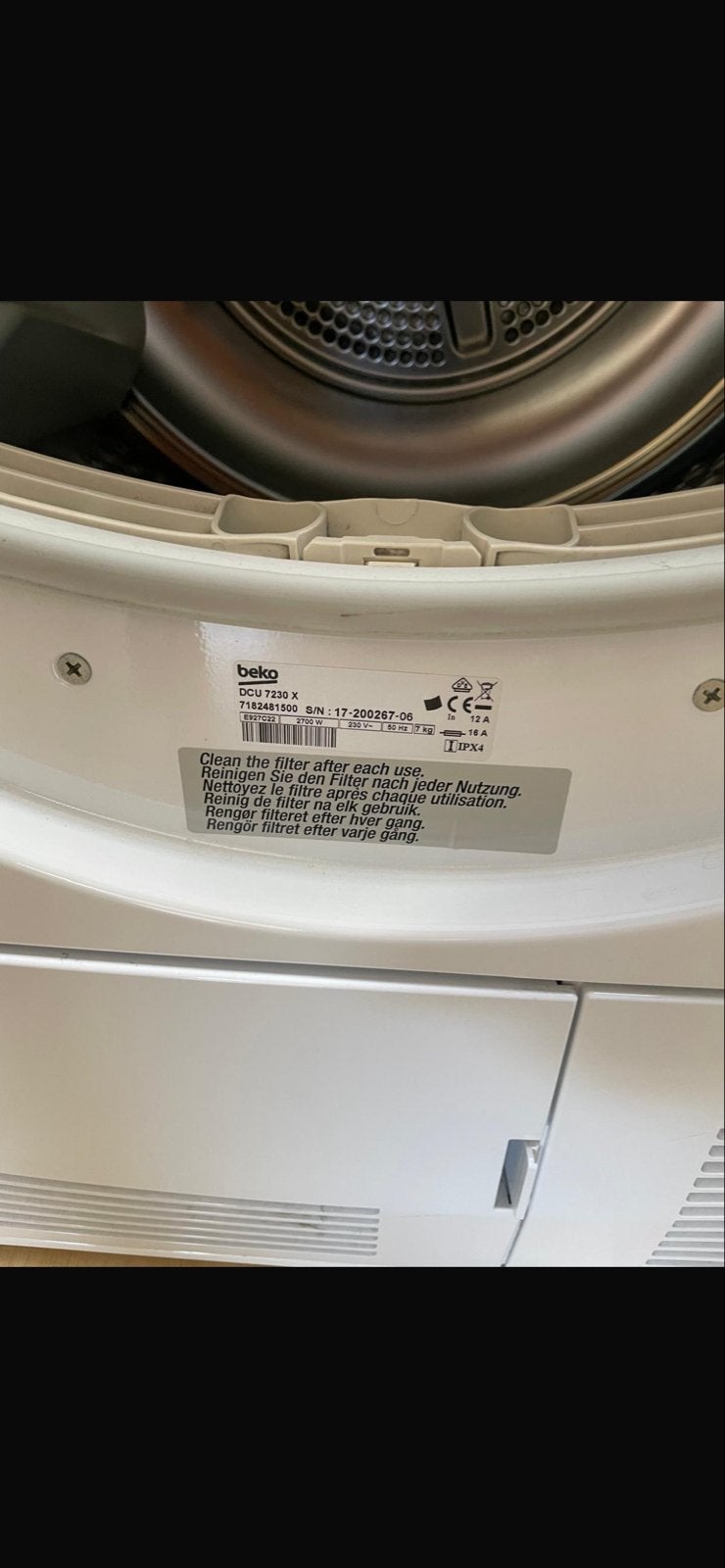 Beko DPU 7280 X Condensdroger - 7 kg - Energieklasse B, Witgoed en Apparatuur, Wasdrogers, Ophalen, 6 tot 8 kg, Zo goed als nieuw