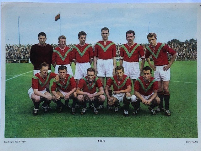 Elftalplaat ADO  ESSO  1958 1959  Eredivisie, Ophalen of Verzenden, Gebruikt, Overige binnenlandse clubs, Spelerskaart