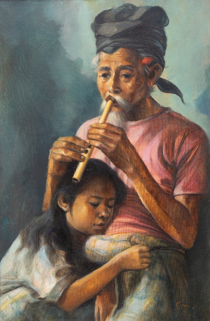 Mooi Indonesisch schilderij olieverf op doek Bali 1970, Ophalen, Gesigneerd, Olieverf, Doek