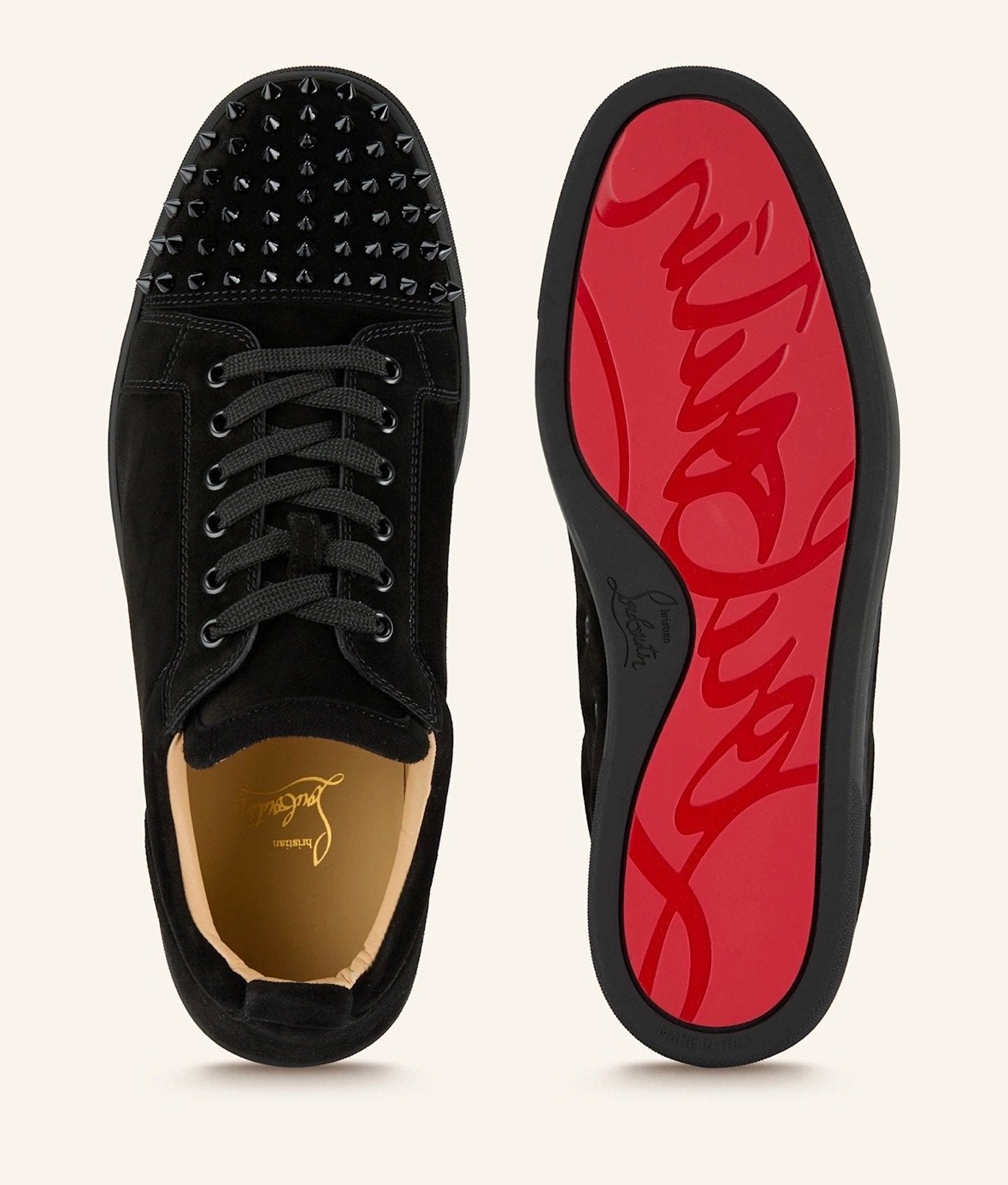 Christian Louboutin Louis Spikes Heren Sneakers Zwart, Ophalen of Verzenden, Zo goed als nieuw, Zwart, Sneakers of Gympen