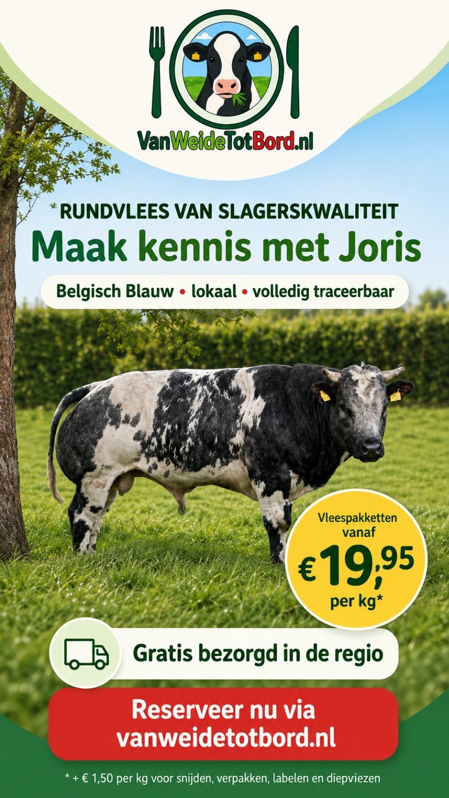 Luxe Belgisch Witblauw Rundvlees - Direct van de Boer, Ophalen of Verzenden