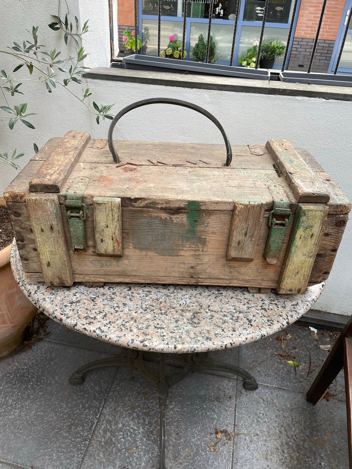 Oude brocante houten kist - decoratie en opberger, Ophalen of Verzenden