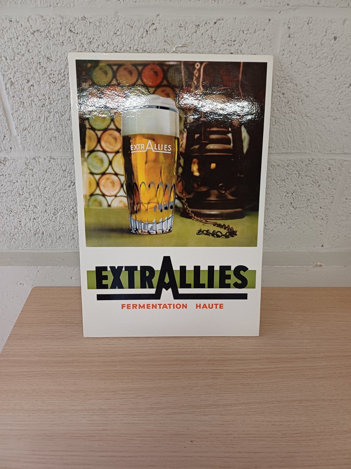 Vintage reclamebordje ExtrAllies bier, Verzamelen, Merken en Reclamevoorwerpen, Ophalen of Verzenden, Gebruikt
